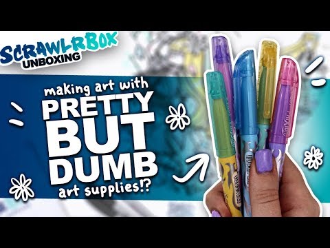 THESE PENS DO WHAT?! | Mystery Art Box | Scrawlrbox Unboxing | Highlighters and Erasable Pens