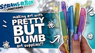 THESE PENS DO WHAT?! | Mystery Art Box | Scrawlrbox Unboxing | Highlighters and Erasable Pens