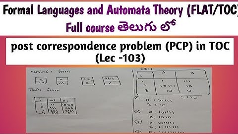post correspondence problem in TOC |PCP in TOC |PCP example problem