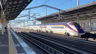 【4K】東北新幹線 E3系＋E2系17両編成 つばさ129号山形行き＋やまびこ129号仙台行き 宇都宮駅到着