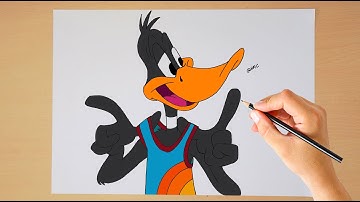 Drawing Daffy Duck - Space Jam | How to draw Daffy Duck Step by step |  Looney Tunes
