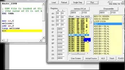 Write a loop using assembly language (8086 emulator)