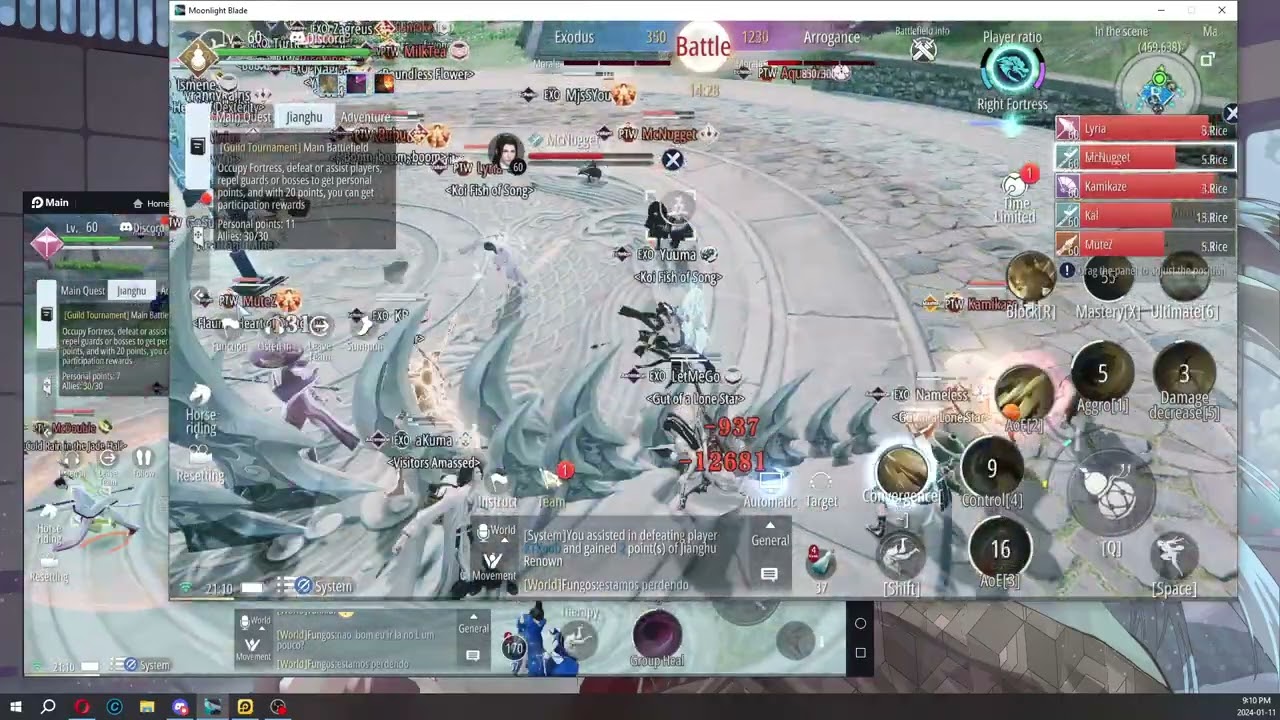 Moonlight Blade Mobile Guild war vs PTW [Jan 11, 2024]