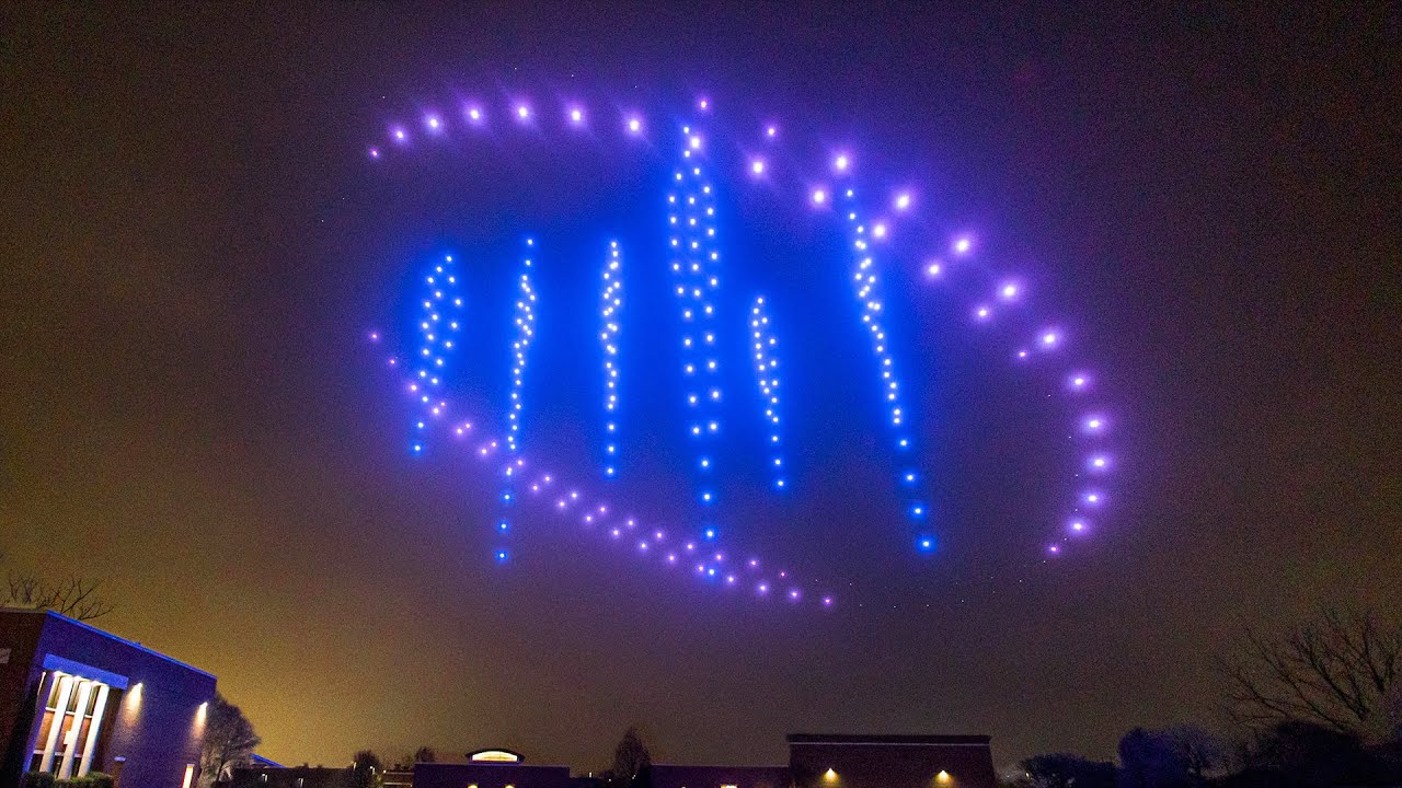 Flying Through A 250 Drone Swarm at Night - Drone Light Show 