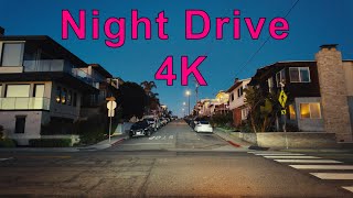 Relaxing Drive during blue hour in Manhattan Beach, Hermosa Beach, Redondo Beach, California ASMR 4K