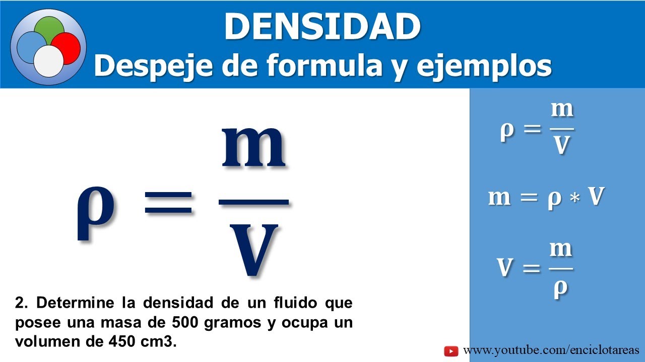 DENSIDAD DESPEJE DE FORMULAS Y EJEMPLOS parte 2 YouTube