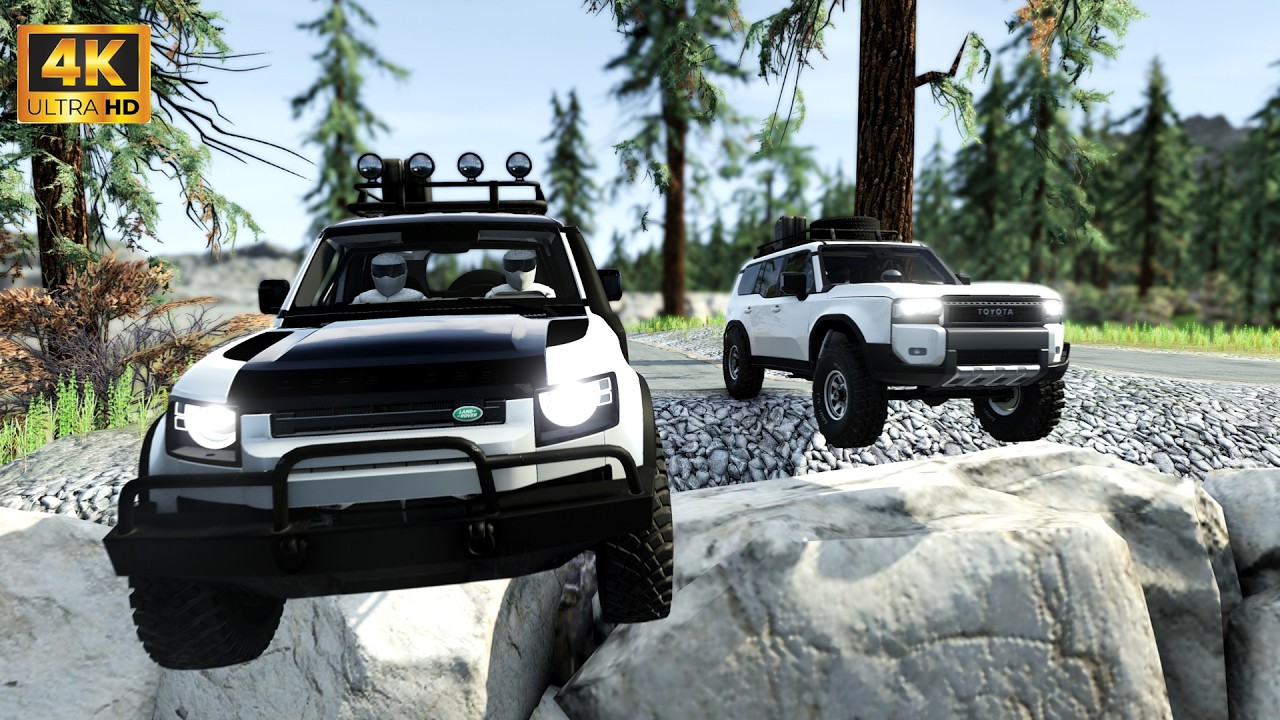 Toyota Land Cruiser vs Land Rover Defender - Ultimate Offroad Test ∣ BeamNG Drive