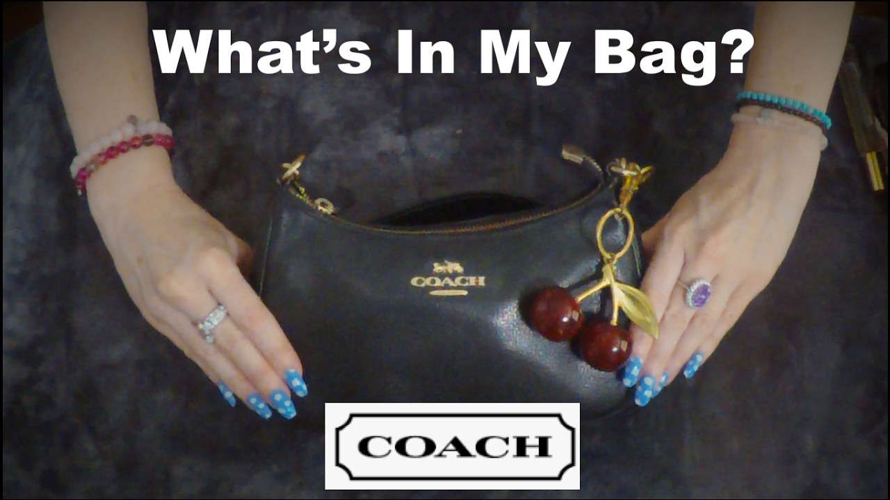 ASMR Gum Chewing What's in My COACH Bag | Whispered Ramble & Tapping