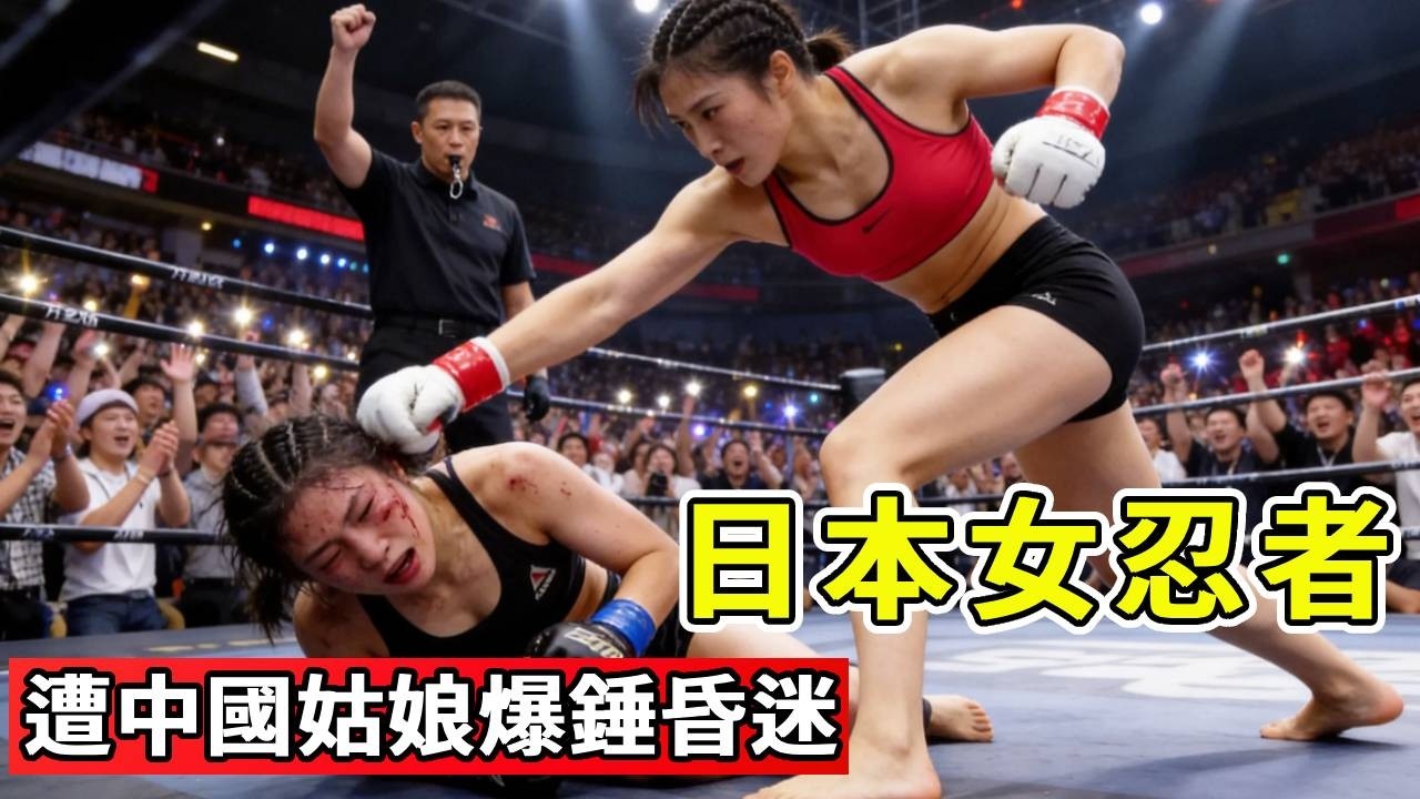 日本女忍者當眾毆打東北姑娘！得瑟不到3秒，被狂砸上百拳躺屍#解说 #格斗