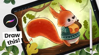 How To Draw A Squirrel • Procreate Illustration Tutorial • Draw With Me
