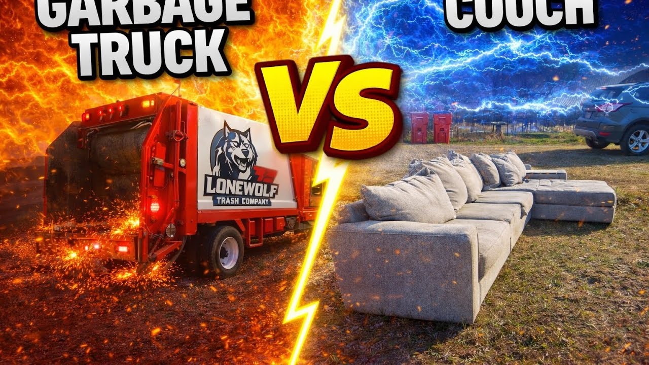 ASMR Garbage Truck Crushing Large Couch 🛋️💥 Satisfying Compactor ...