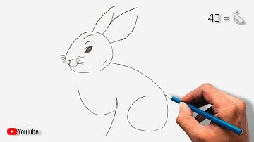 How to draw rabbit, rabbit drawing easy method using number