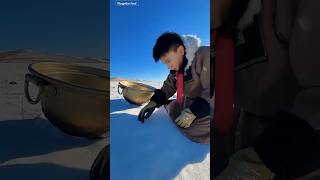 A young Mongolian nomad, living alone, starts his morning quietly in the frozen steppe ❄️🥶😴#uk #calm