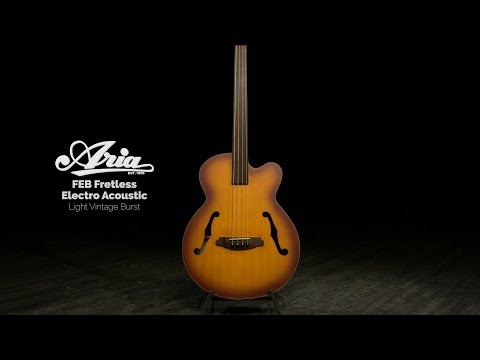 aria-feb-fretless-electro-acoustic-bass-guitar,-light-vintage-burst-|-gear4music-demo