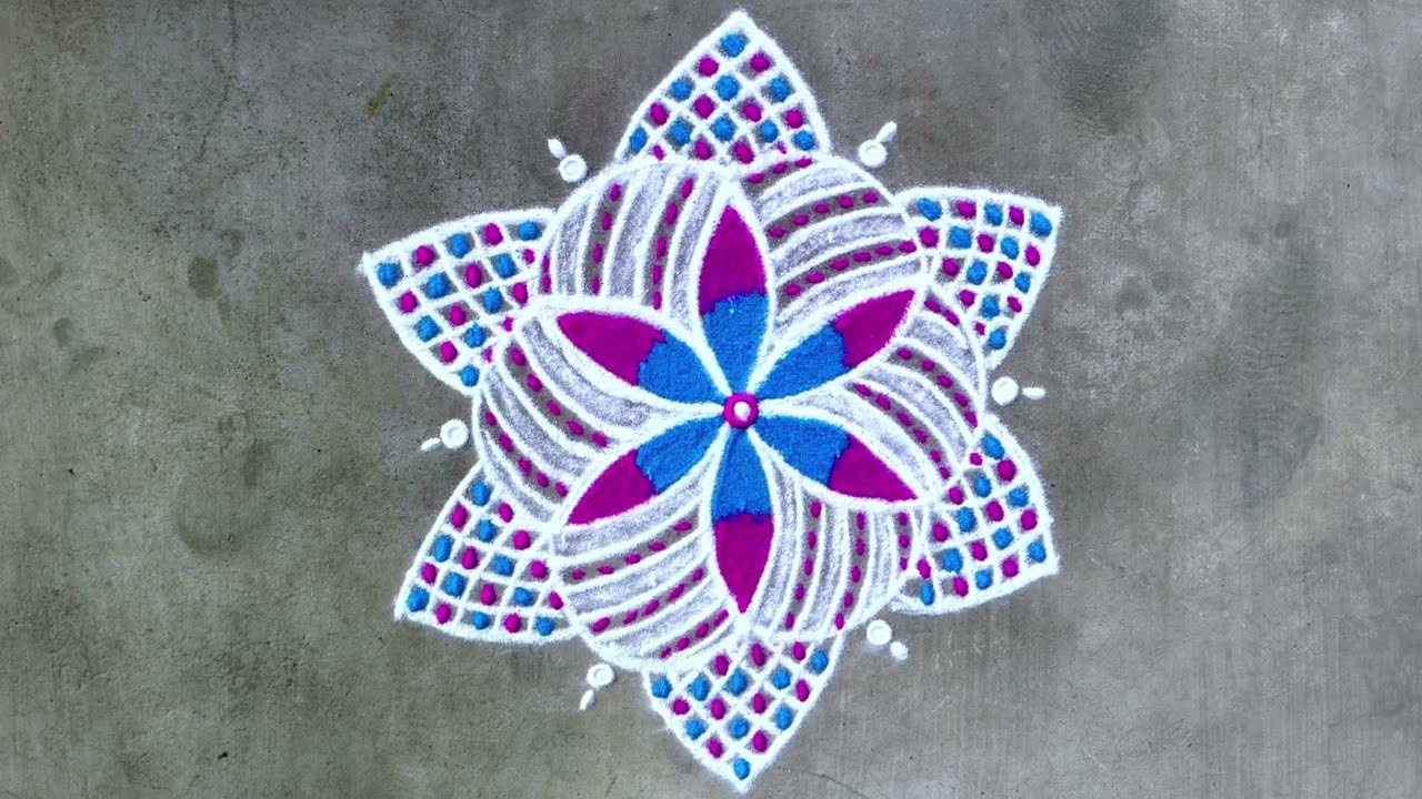 கலர் படி கோலம் | colour padi kolam | daily kolam | easy rangoli | muggulu | Rovi Rangoli |