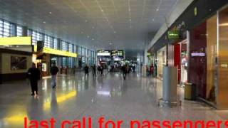 Málaga Airport; announcement of last call for flight U2 8612 to London Gatwick (20120203)