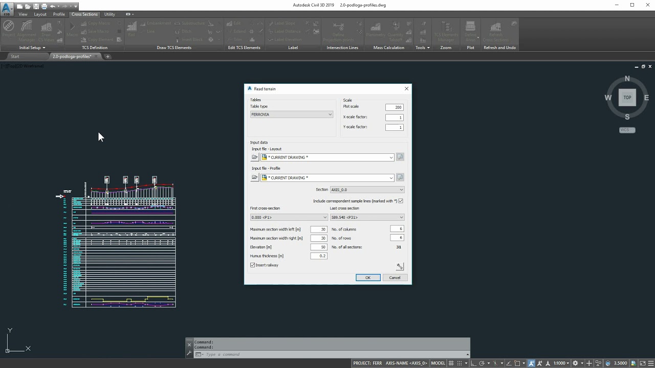 3.0 Ferrovia Railway design - Cross-section table