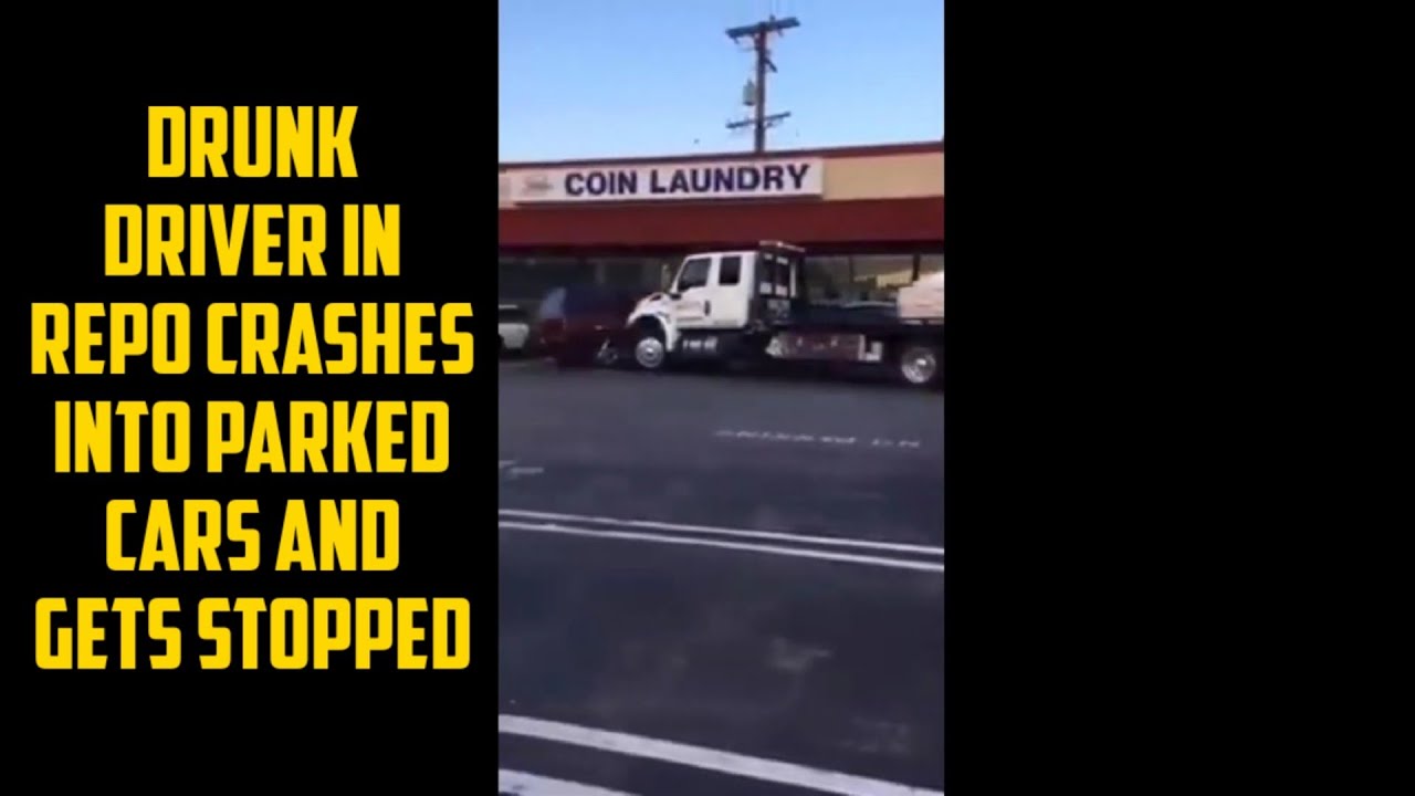 REPO TRUCK CRASHES INTO CARS (DRUNK DRIVER) GETS STOPPED - YouTube