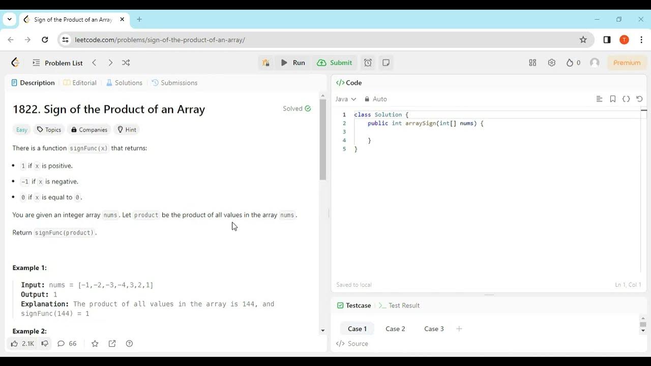 1822. Sign of the Product of an Array | Leetcode | Number Theory ...