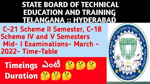 SBTET TS Exams-Diploma - C-21 II Semester C-18 IV and V Semesters  Mid-I Exam Mar 2022- Time-Table