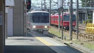 名鉄　停車時の非常ブレーキの音がいい！ゆっくりと入線！　5000系5013F普通金山ゆき　大江到着　この日の大江駅撮影3　名鉄シリーズ805回
