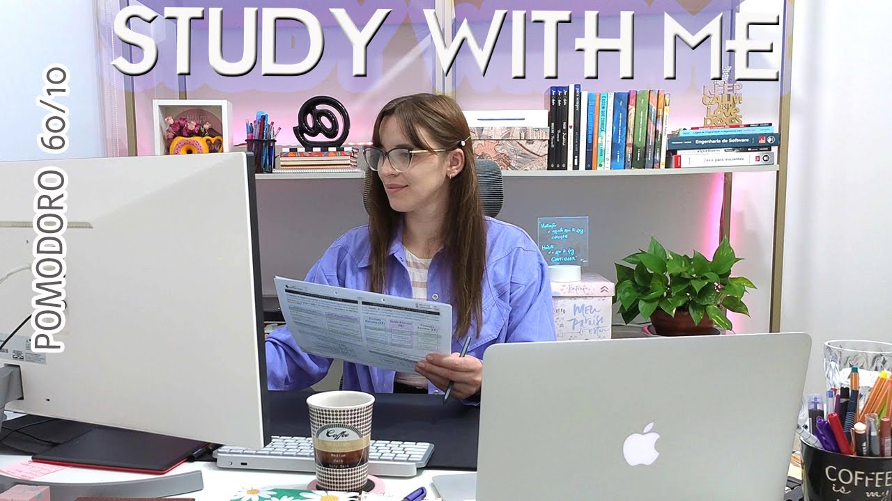 Estude Comigo por 2 Horas (STUDY WITH ME) | Método Pomodoro 60/10  + 🌧  som de chuva