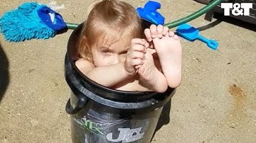 Dad Discovers Daughter Stuck In Bucket