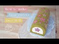 How to make sakura design matcha deco roll cake! | yunisweets Deco Roll