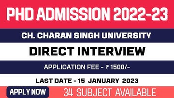 New PhD Admission Application 2022-2023 | Ch. Charan Singh University | CCSU, Meerut | Apply Now