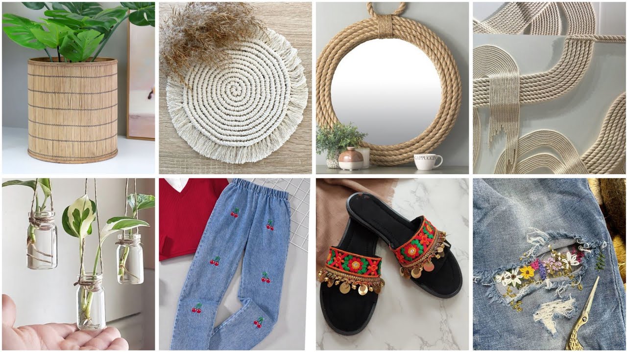 أفكار 💡عندك خيوط او قماش اصنعي ديكورات و منظمات وجددي احذية وملابس قديمة #diy#craft