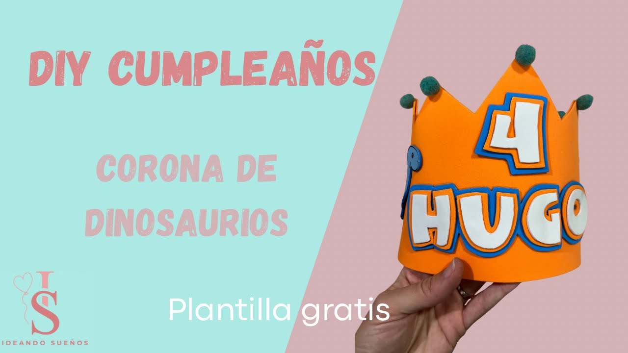Cómo hacer una corona de cumpleaños de dinosaurios 🦖 | Plantilla GRATIS