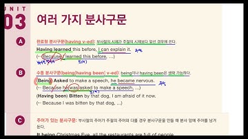Ch 6-3A, B. 여러 가지 분사구문 _ 완료형 분사구문 / 수동 분사구문 _ Grammar Inside Level 3 (p.84)