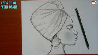 African American Girl drawing ( how to draw African American women ) side face drawing