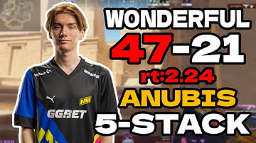 🔥w0nderful (47-21) rt:2.24 5-STACK l EU FACEIT RANKED (anubis) | #cs2 #pov