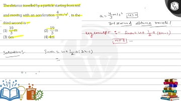 The distance travelled by a particle starting from rest \( P_{1} \)...