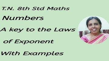 T.N 8th Maths  Numbers- Laws of Exponents with Examples |