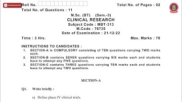 MSC 3RD SEM BT CLINICAL RESEARCH DEC 2022 | PTU