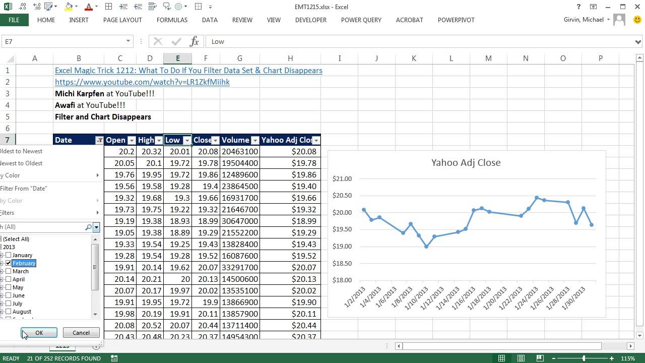 Filter Chart Excel