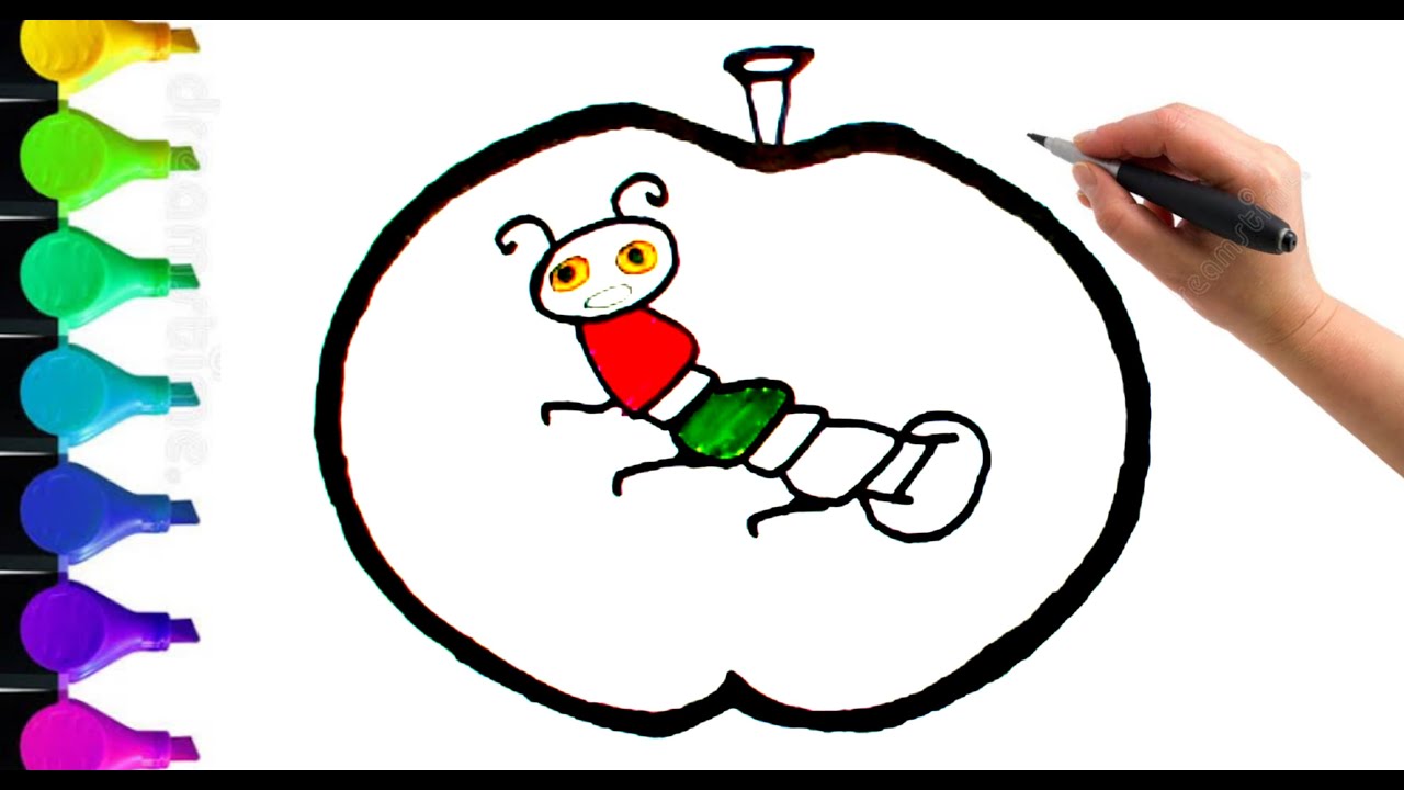 how to apple art,apple drawing colour - YouTube