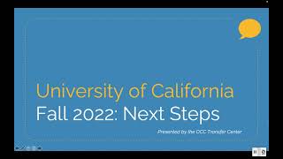 UC 2022 Next Steps
