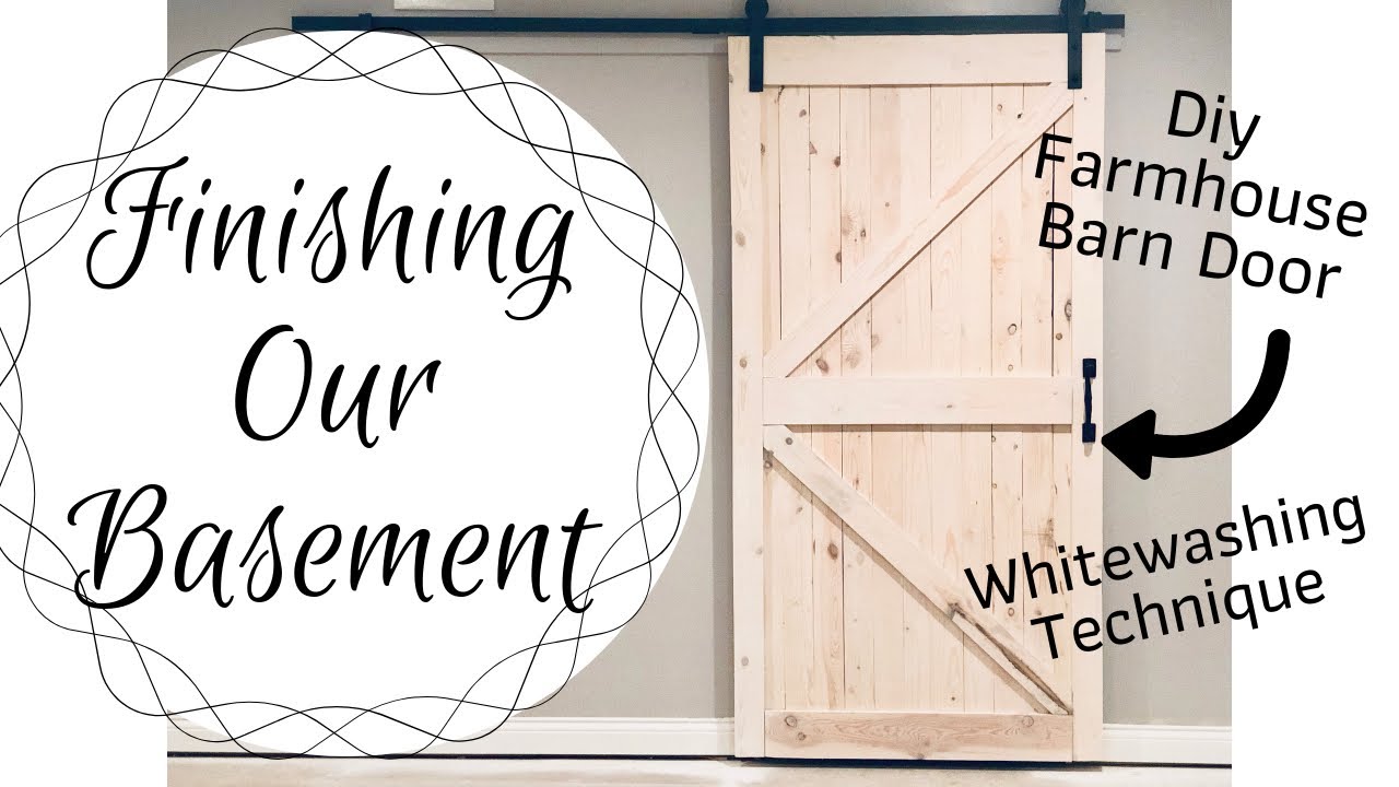 Basement Tour Farmhouse Barn Door How to whitewash Finishing our Basement Farmhouse DIY Basement Tour Farmhouse Barn Door How to whitewash Finishing our Basement Farmhouse DIY