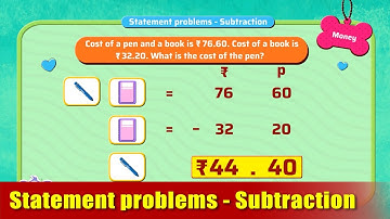 G3 - Module 19 - Exercise 7 - Statement problems - Subtraction | Appu Series | Grade 3 Math Learning