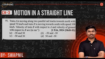 Train A is moving along two parallel rail tracks towards north with speed 72 km/h and train B