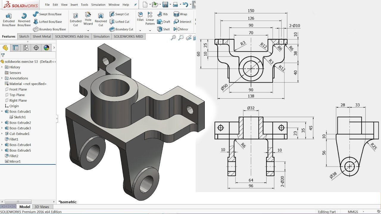 SolidWorks Tutorial for beginners Exercise 53