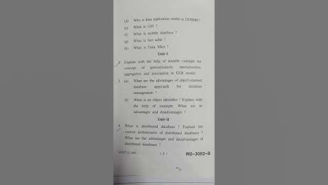 Question paper of advance database system and warehouse of MCA 2nd sem mdu july-2021