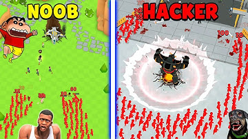 SHINCHAN Noob VS Pro VS Hacker in Merge Army WITH Franklin & Chop & attack with jet | Dream Squad