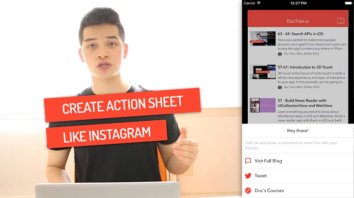 Build Action Sheet like Instagram | Code Hangout ESP 75 | iOS Development Tutorial