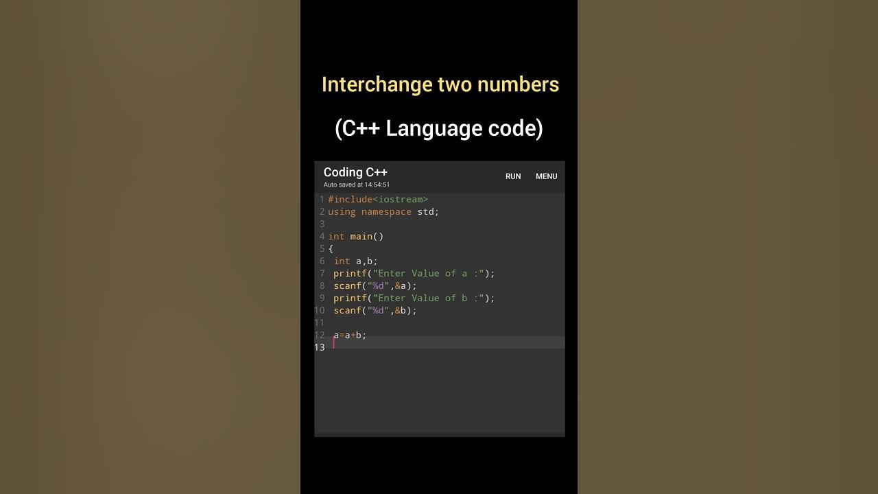interchange two numbers in c plus plus,interchange two numbers in c,# ...