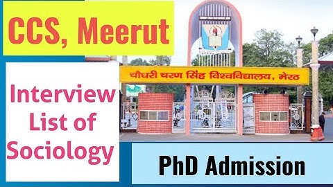 Sociology PhD Interview List II Chaudhary Charan Singh University (CCSU), Meerut II UGC NET वाला II