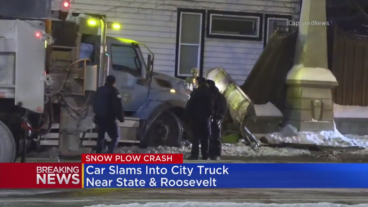 Car Crashes Into Snow Plow In The Loop YouTube